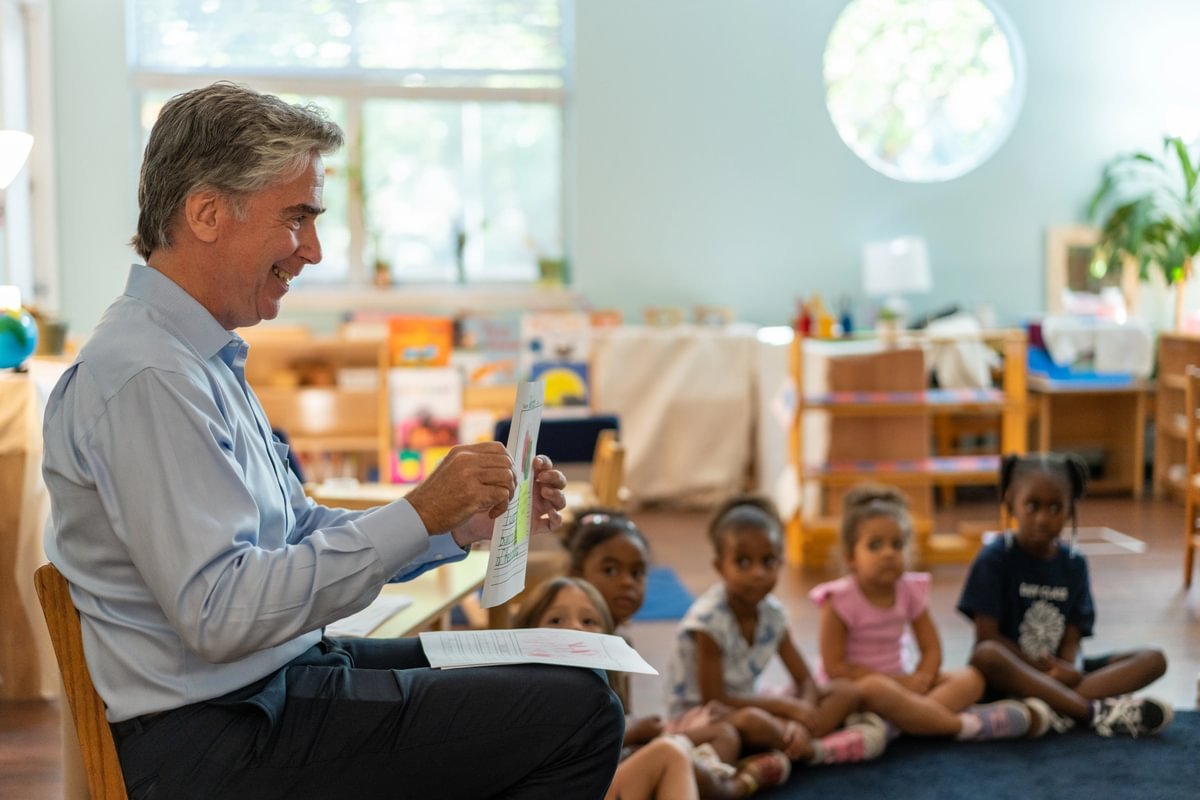 Head of School Chris Marblo speaks to a class