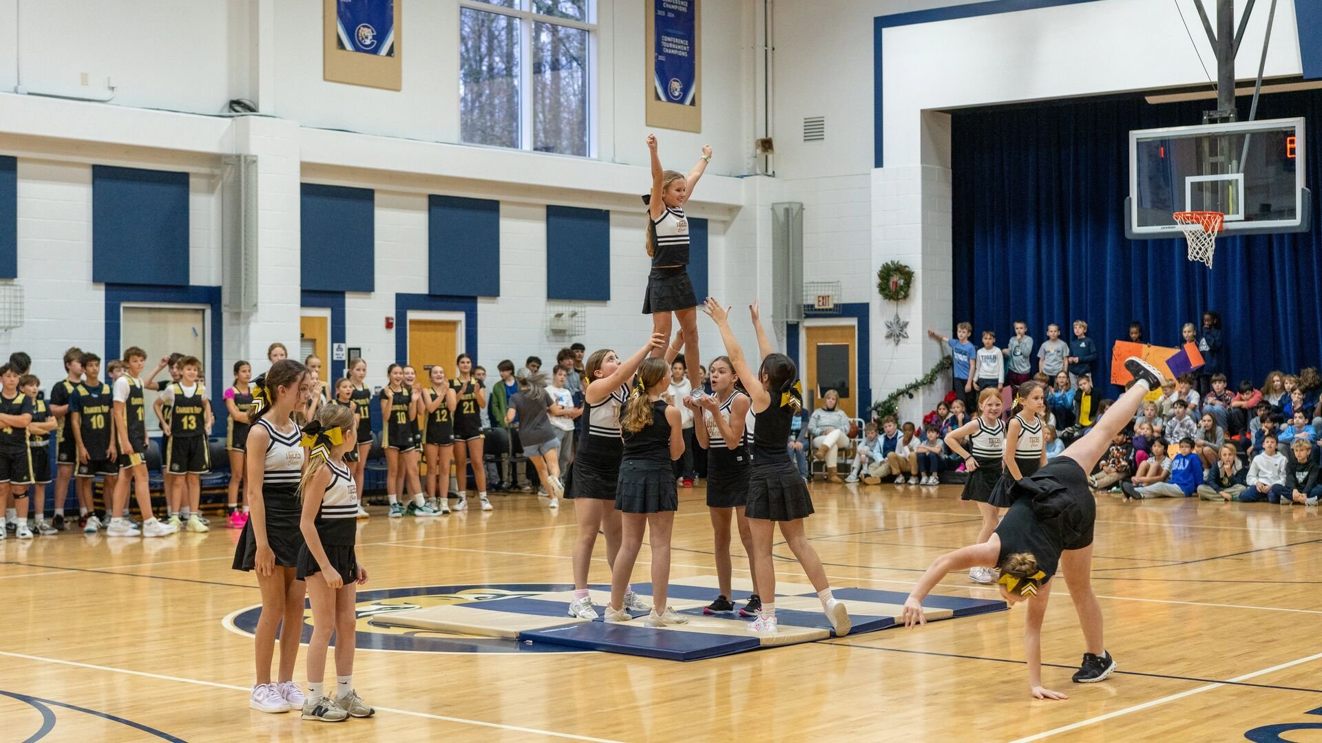 Cheer leading team at Prep rally