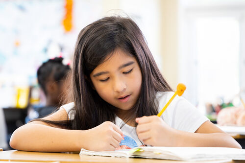 Girl writing in notebook