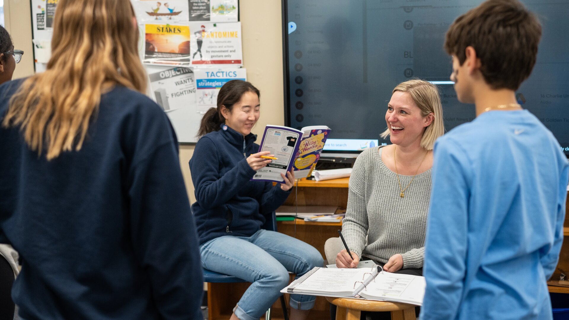 Rehearsal in a classroom.