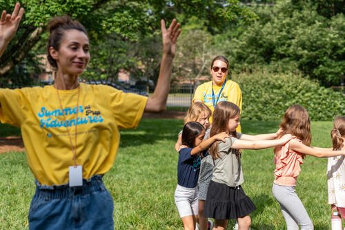 Students dancing outside