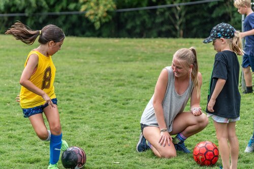 Students in soccer camp