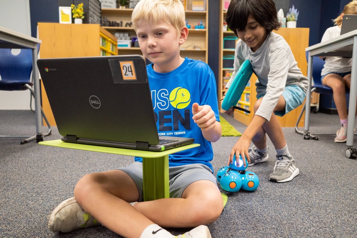 Two students in technology class