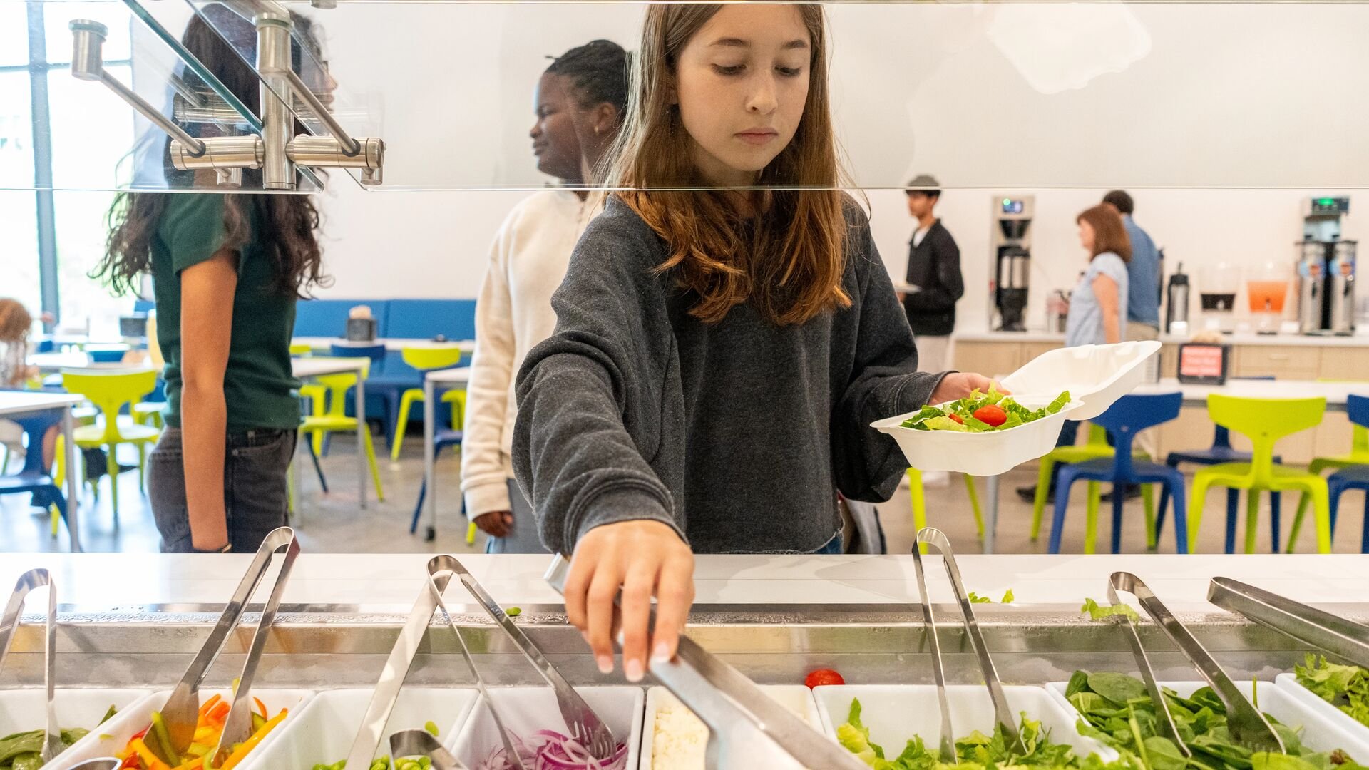 Student at salad bar